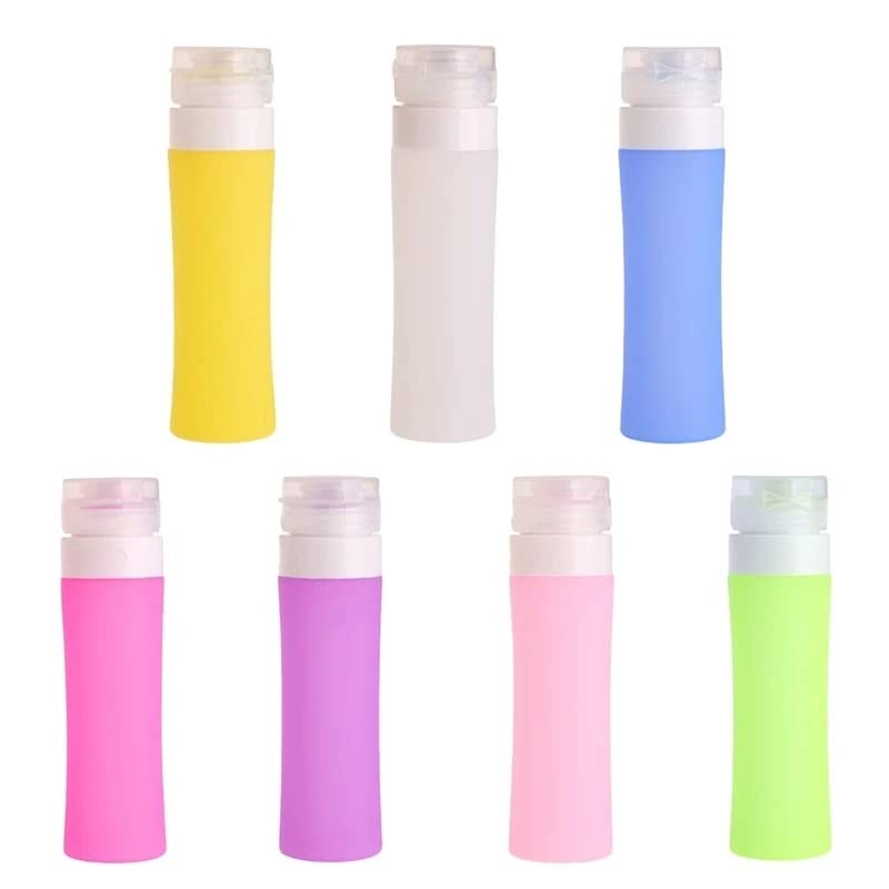 Tvoip 5Pcs 38ml /1.28oz Silicone Refillable Bottle Portable Mini Traveler Packing Bottle Press Bottle(Random Color) - Image 3